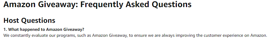 the official Amazon response related to Amazon giveaways