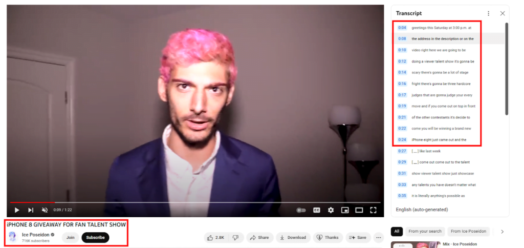 Ice Poseidon on his YouTube channel giving away a free iPhone