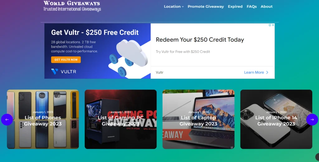 Giveaway Listing 2023 - World's best giveaways & sweepstakes