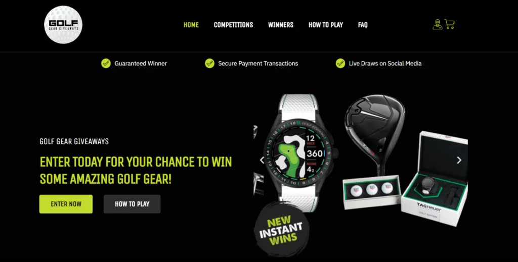 Golf gear and drivers on Golf Gear Giveaways website