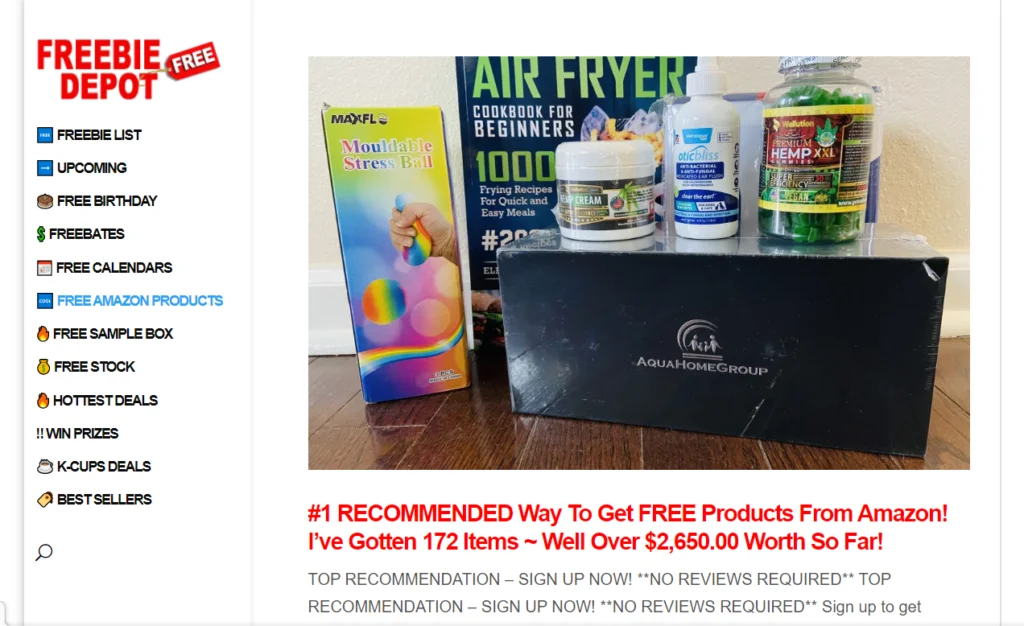 Supplements and an air fryer giveaway from Amazon on Freebie Depot website