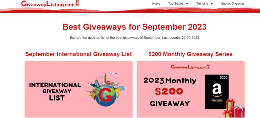 2023 International Giveaway List of 200+ Top Giveaways