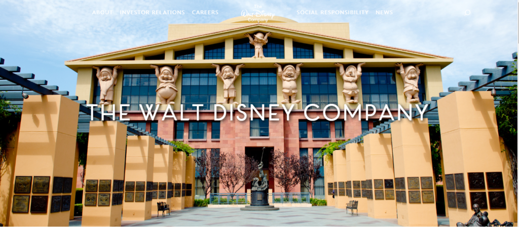 The Walt Disney Company website homepage, where you can find Disney giveaways