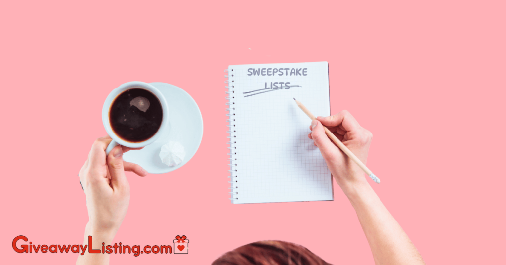 a person meticulously organizing a list of sweepstakes.