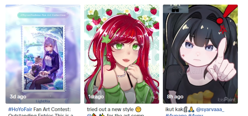 screenshot of an art contests page on Tiktok. 