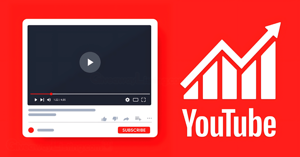 Graphic YouTube logo and tablet with red background.