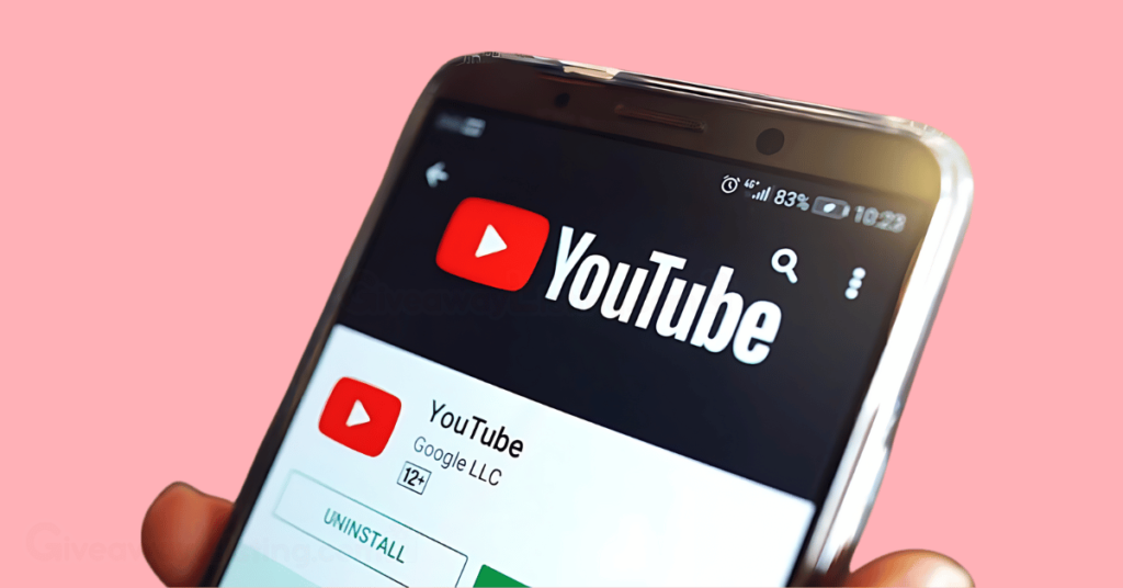 YouTube application on a mobile phone.