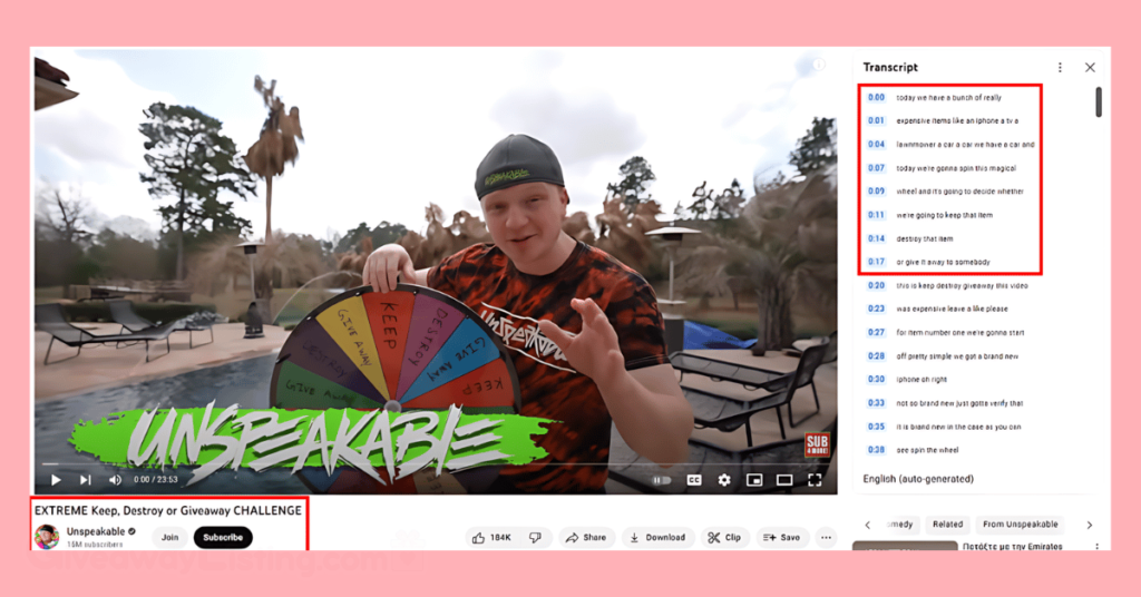 Unspeakable on YouTube giving away expensive prizes.