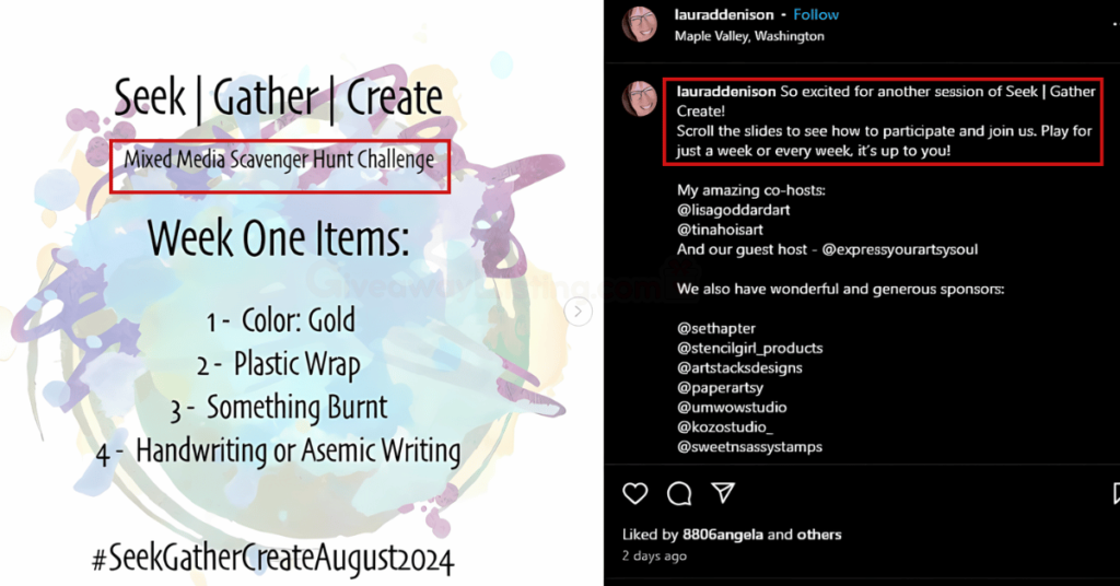 an example of a scavenger hunt challenge on Instagram.