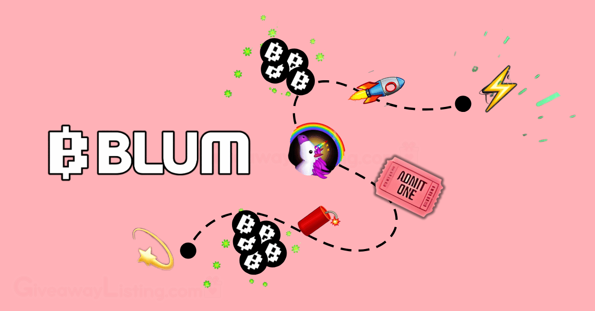 Blum guide featured image, showing the game roadmap with icons of in-game characters and $blum tokens