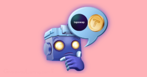 the Tapswap robot logo in a thinking mode showing tapswap and the $TAPS.