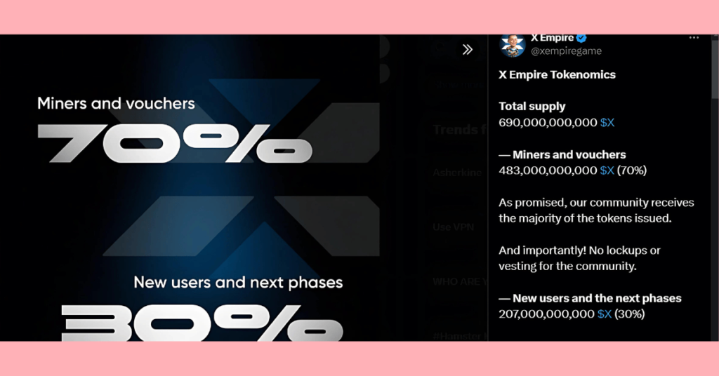 a screenshot of the X Empire Tokenomics announcement on X(Twitter)