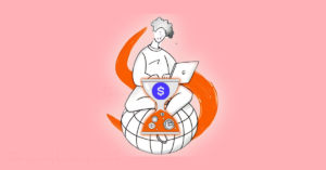 The Time Farm game character with the Time farm sand clock.