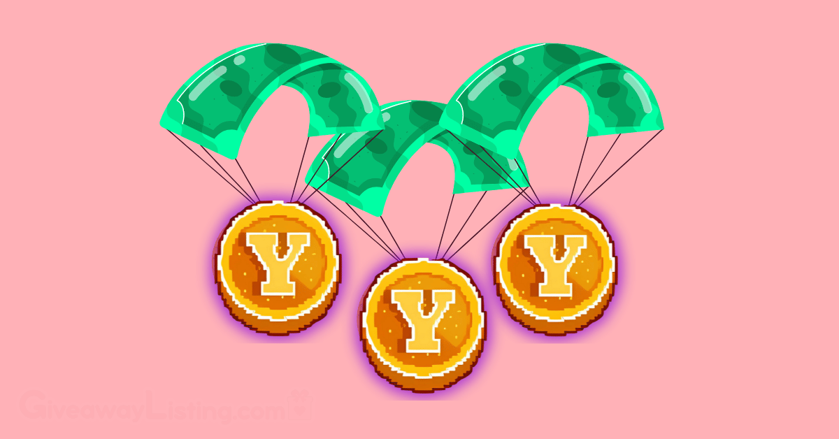 parachutes with the Yecoin token hanging on them.
