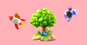 the SEED game tree with the worms on rockets containing the SEED logos.