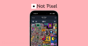 The Not Pixel game interface on a phone with the game logo at the top.