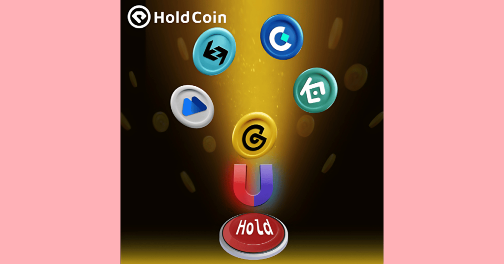 The HoldCoin game Magnet and Exchange logos indicating the HoldCoin Exchange listing