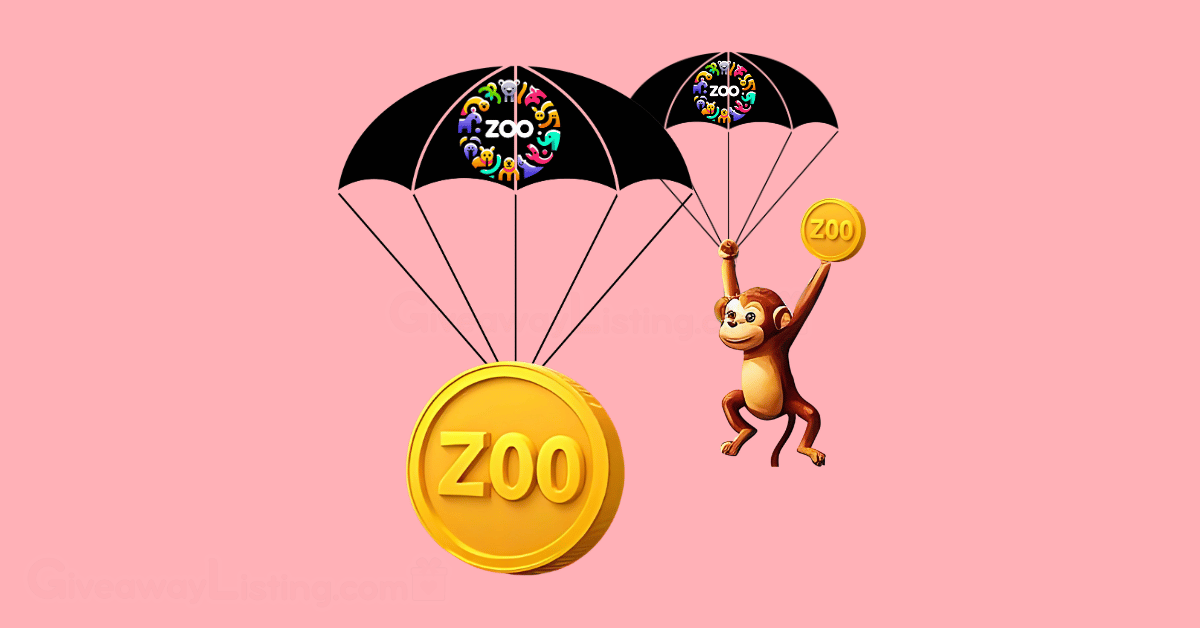 Parachutes carrying the ZOO token and a monkey from the Zoo game.