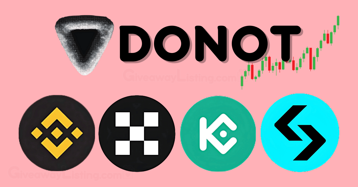 the Donot logo and trading candlesticks with OKX, KuCoin, Bitget and Binance logos under them.