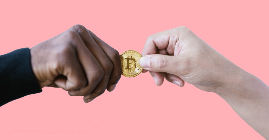 What Crypto To Buy Now featured image with two hand exchanging crypto - Giveaway Listing