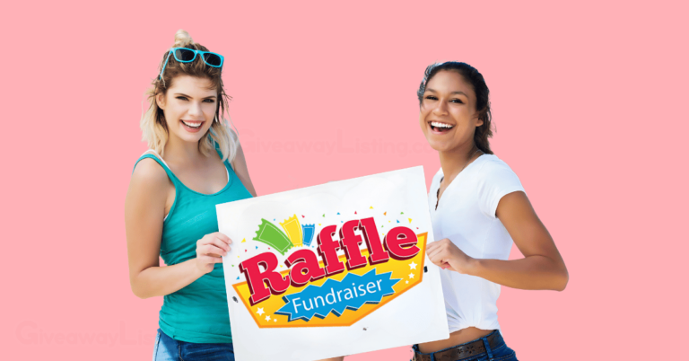 Two women holding a fundraiser raffle flyer