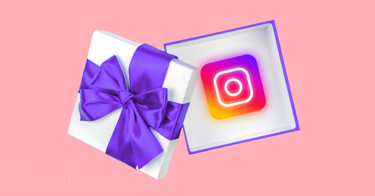 an open gift box wrapped with a purple ribbon with the Instagram logo inside it.