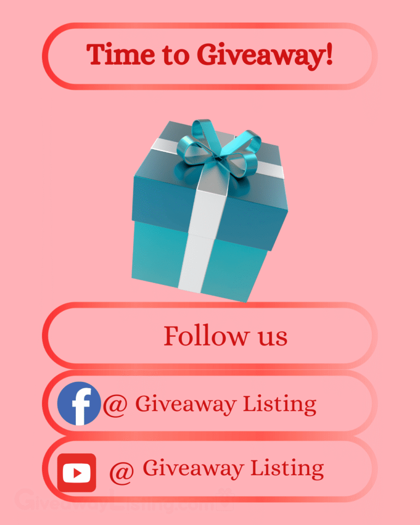 a graphic giveaway image design showing a gift box with texts showing a giveaway entry instruction on a light pink background.