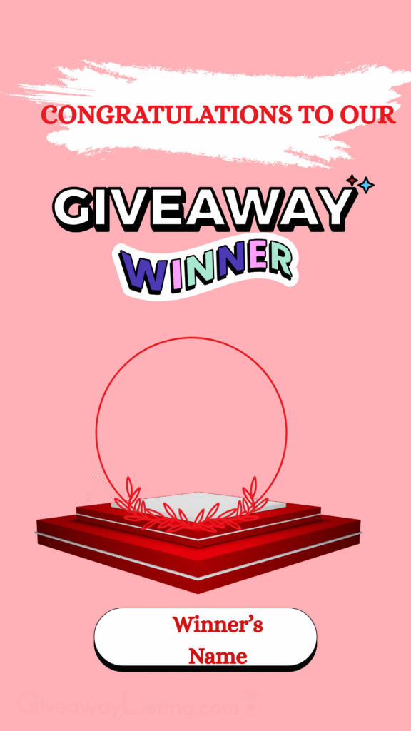 A graphic giveaway image design with a giveaway text frame and a gift podium.