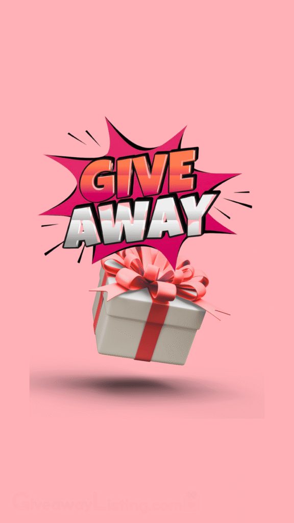 A graphic giveaway image design showing a pink bubble with the text 'Give Away' floating on it.