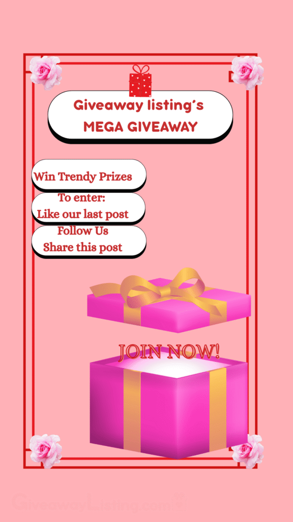 A graphic giveaway image design with a giveaway text frame, a gift box, and entry instructions.