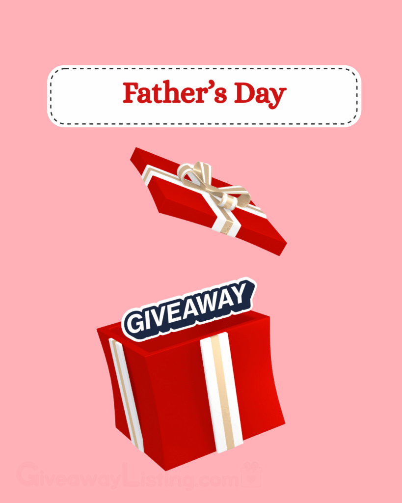a graphic giveaway image design showing a gift box, and a Father's day giveaway text.