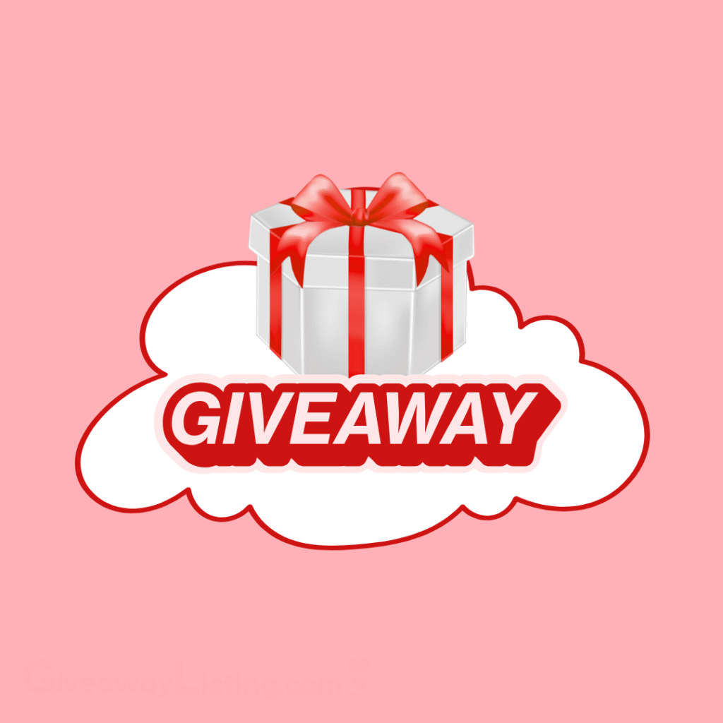 a vertical graphic giveaway image design showing a gift box and a Giveaway text.