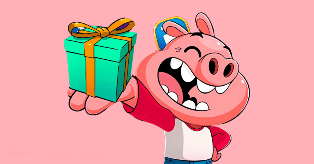a character in the Match Masters game holding a gift box containing some Match Masters freebies.