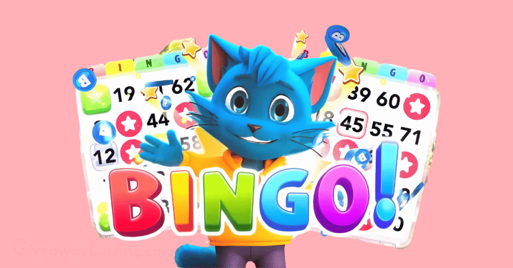 Blitz character in the Bingo Blitz Game and the Bingo Blitz calendar behind it.