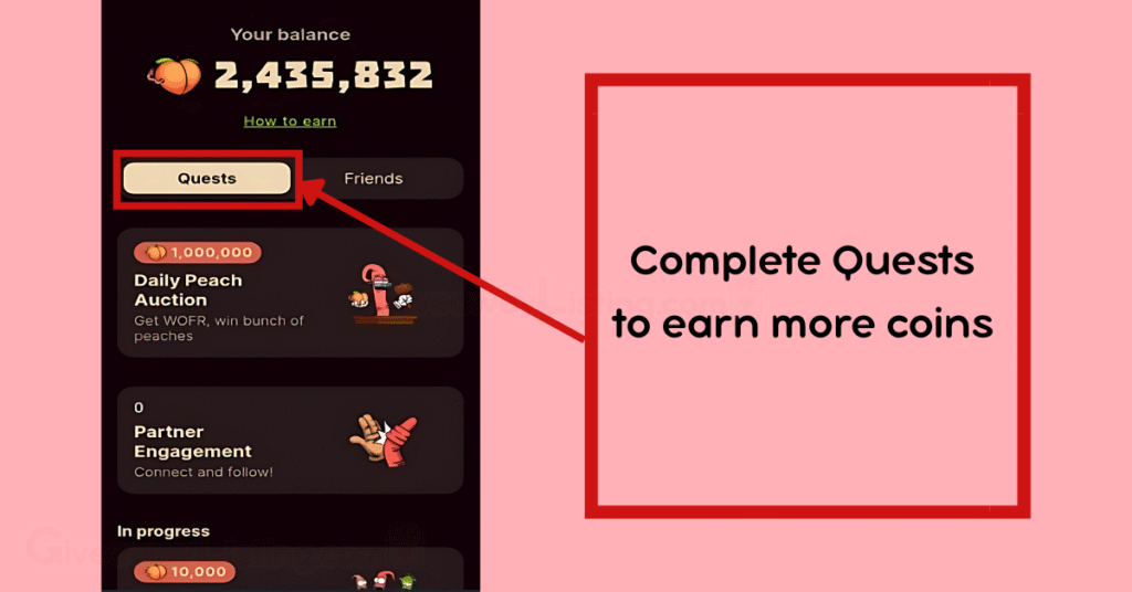 Wormfare Slap interface showing how to complete Quests