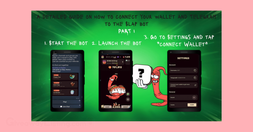 Screenshot from the official Wormfare Slap X account showing how to connect your wallet to the game