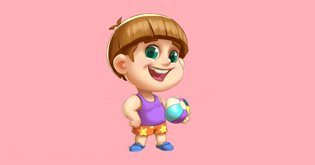 a Bingo Bash game character holding a ball.