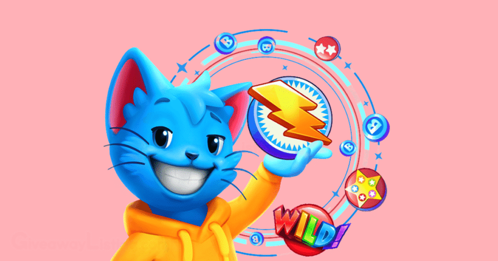 Bingo Blitz game character holding a Bingo Blitz powerup.