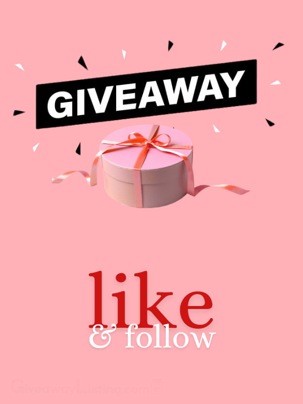 A graphic giveaway image design with a giveaway text, a gift box, and entry instructions on a light background.