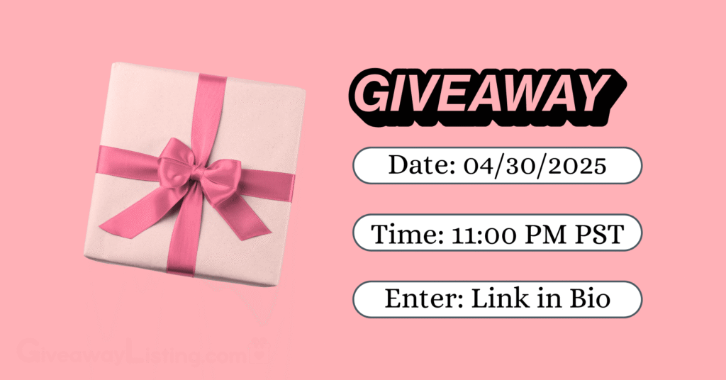 a graphic giveaway image design showing a gift box and Giveaway text frame by the side.
