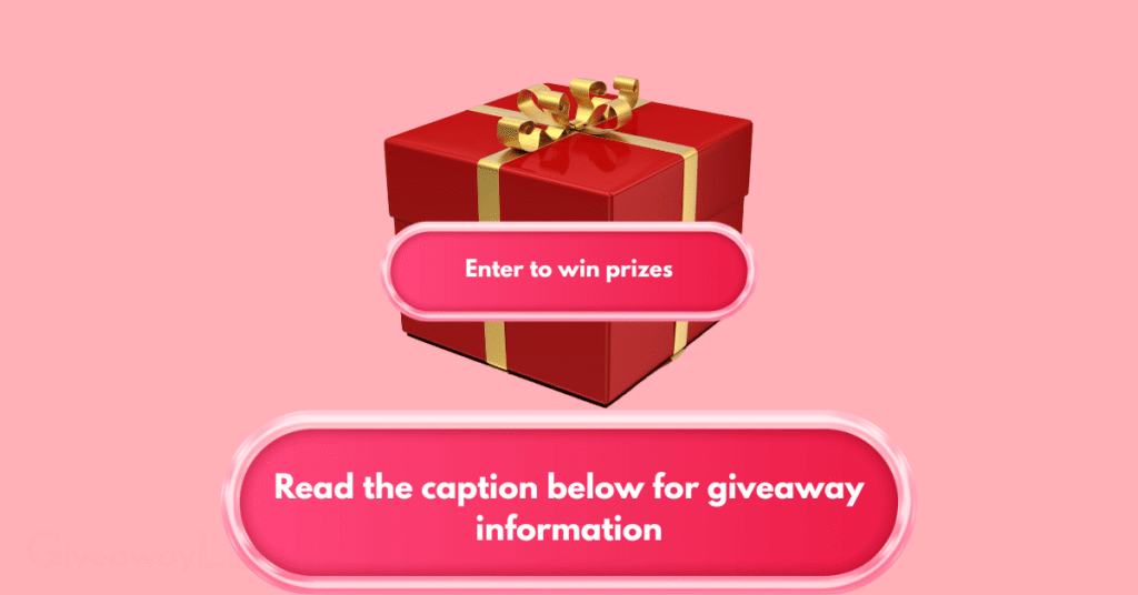 a graphic giveaway image design showing a gift box and Giveaway text frame at the bottom.