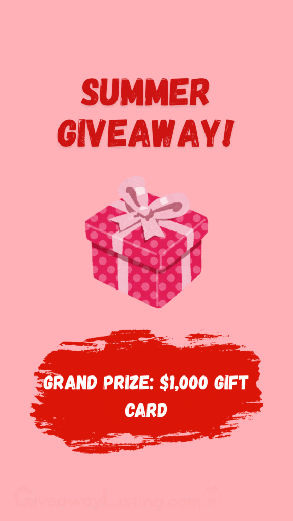 A graphic giveaway image design showing a gift box with a Giveaway Text and a text showing the giveaway grand prize.