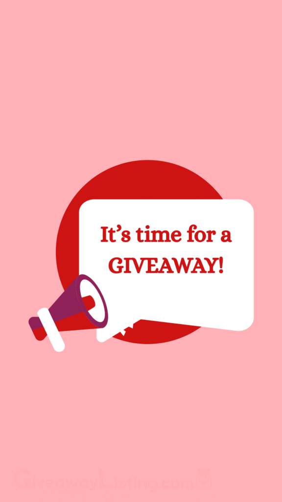 A graphic giveaway image showing a megaphone and a text box containing the text 'It's time for a giveaway.'
