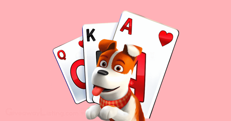 Sam the Dog of Solitaire Grand Harvest and a some game cards behind it.