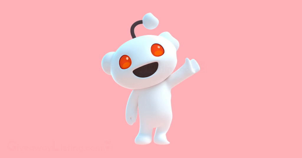 a reddit emoji on a light pink background.
