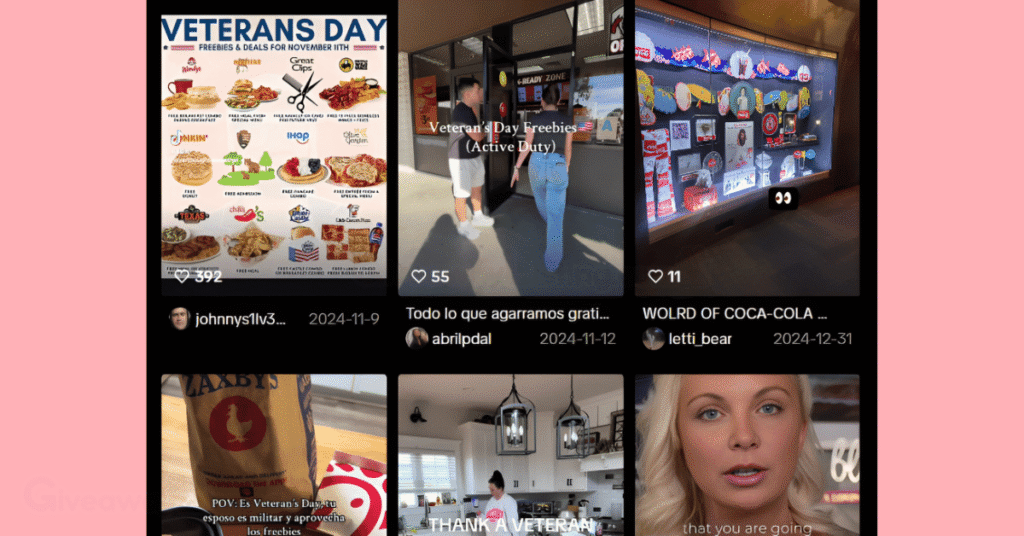 Veterans Day Freebie videos on TikTok.