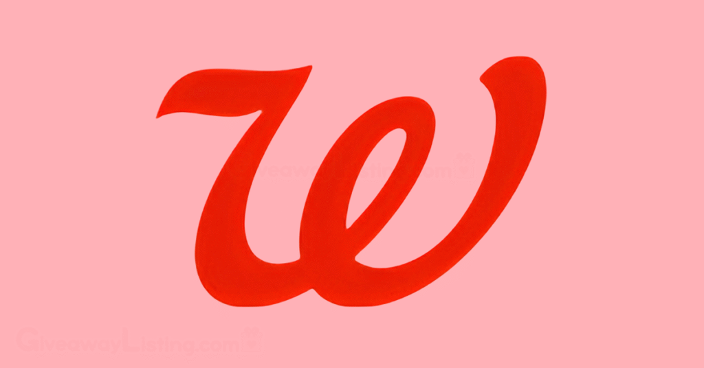The Walgreens logo on a light pink background.