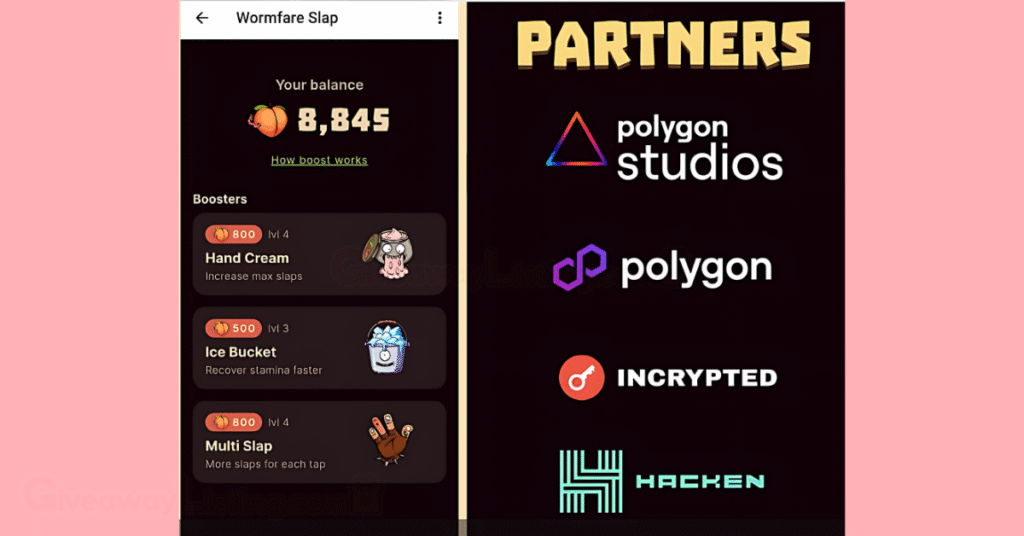 Wormfare Slap interfaces showing their partners