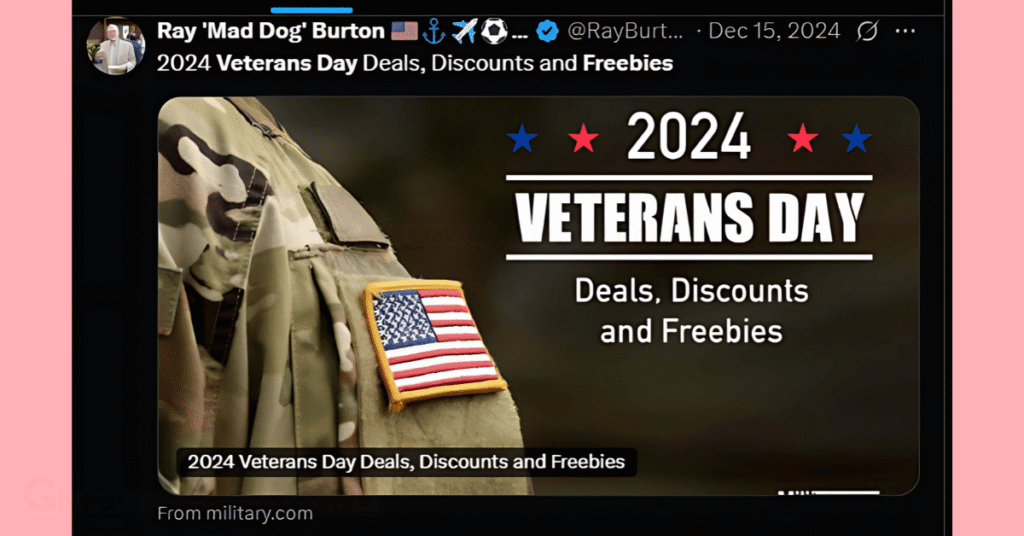 a Veterans Day Freebies post on X/Twitter.
