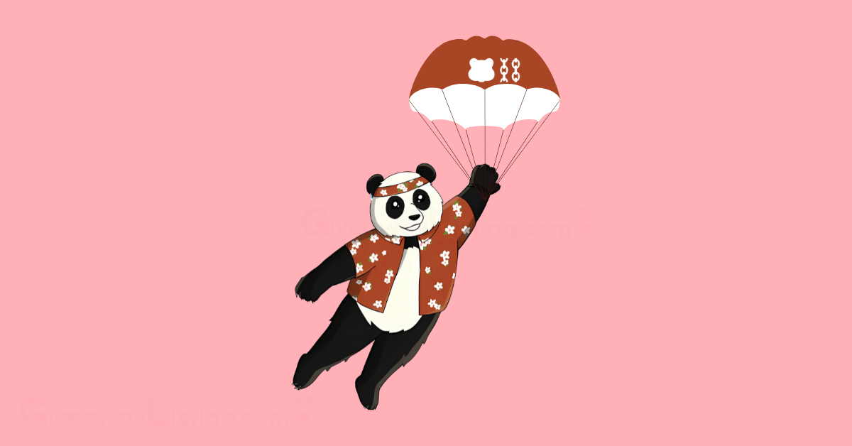 a Berachain Bear hanging onto a parachute with the Berachain logo.